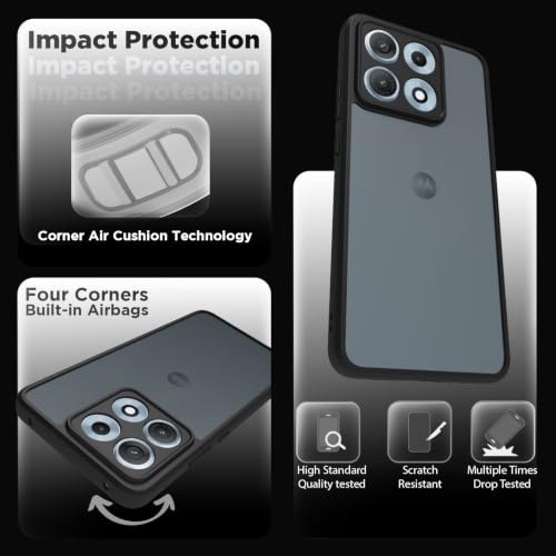 Image of RIGGEAR Shockproof Sleek Hybrid Armor Back Cover Case for Motorola Moto Edge 70 Max 5G (Smoke Black Matte PC + Black TPU Bumper)