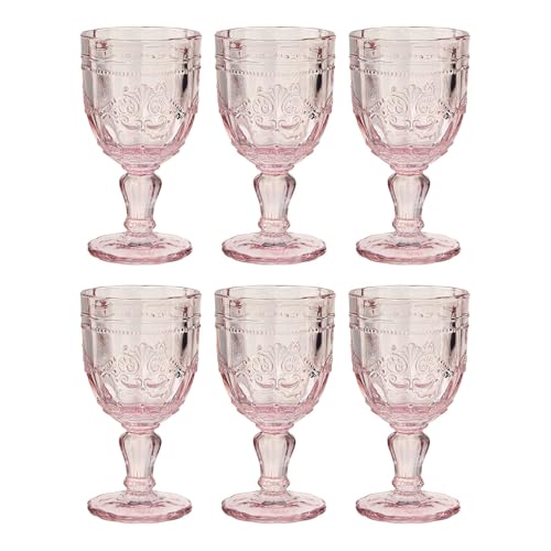 BUTLERS Weingläser 6er Set 230ml Vintage Kelchgläser -VICTORIAN- Wassergläser mit Fuß | Retro Gläser mit Prägung & spülmaschinenfest | für Rotwein, Wasser, Cocktails