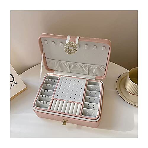 Boite a Bijoux Grande boîte à bijoux pour femmes, étui de stockage d'organisateurs de bijoux en cuir PU avec deux couches d'affichage pour boucles d'oreilles bracelets ringues montres Boîtes à Bijoux Cover