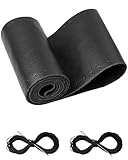 BELINOUS Leather Steering Wheel Cover Lace Up, Stitch on Steering Wheel Wrap, Universal Fit 13-20 Inch Car Truck Pickup Boat, A Whole Piece of Cowhide, DIY w/Needle Thread (Size M5, Black)