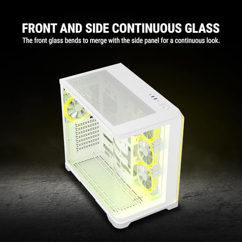 Image of Ant Esports Crystal ARC Mid-Tower Computer Case /Gaming Cabinet - White |Front Curved Glass|Support ATX, Micro-ATX, Mini-ITX | Pre-Installed 4 ARGB-PWM Fans