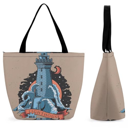 Sac de shopping pour voyage Phare Lune, votre allié bandoulière chic en week-end