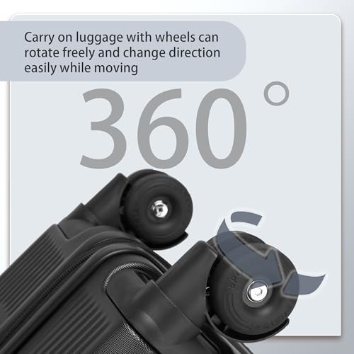 20 Inch Carry-on Luggage, 22x14x9 Airline Approved Carry on Luggage, Hard Shell Small Rolling Carry on Suitcase with Spinner Wheels TSA Approved for Travel (Black, 20 Inch)3
