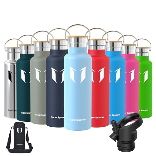 Super Sparrow Trinkflasche Edelstahl -620ml- Auslaufsicher Thermoskanne, BPA-Frei Wasserflasche - Kohlensäure Thermosflasche für Kinder, Sprudel, Sport, Schule, Fitness, Outdoor, Camping