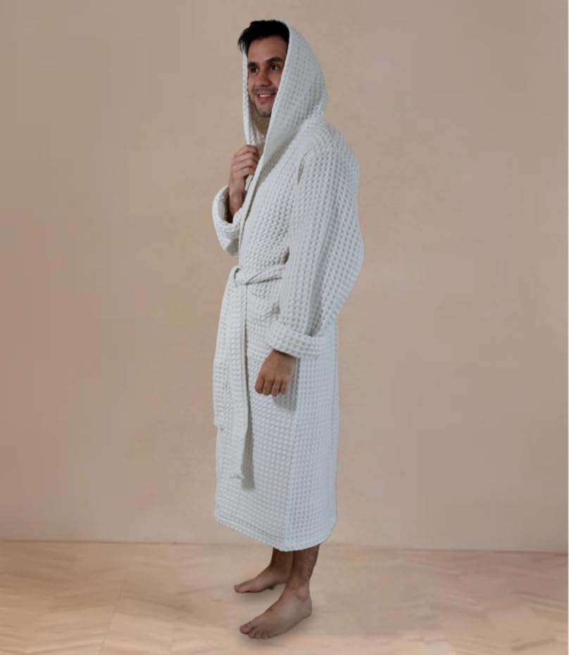 Image of Luxury Organic Japanese Cotton Hotel & Spa Waffle Bathrobe for Men and Women (Hooded /Kimono)
