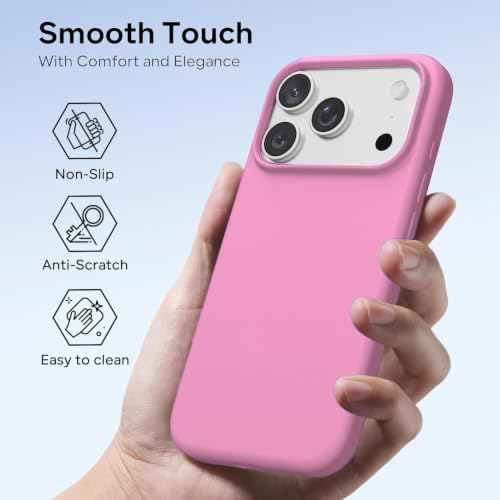 Image of DIZORO Compatible with (iPhone 17 Pro Max Case)(2025), Liquid Silicone 3 Layers Full Covered Soft Gel Rubber Phone Case,Shockproof Protective Cover with Anti-Scratch Microfiber Lining- Baby Pink