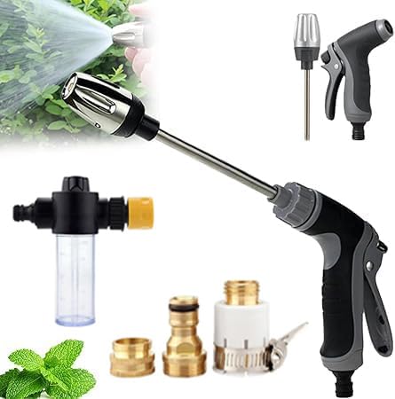 Aquoxis Pressure Washer, 2026 New Household Car Wash Tool, 360Β° Rotating For Three Spray Modes, Stainless Steel & Adjustable Nozzle Cleaning Sprayer for Patio Car Driveway, Deck & Outdoor Surfaces