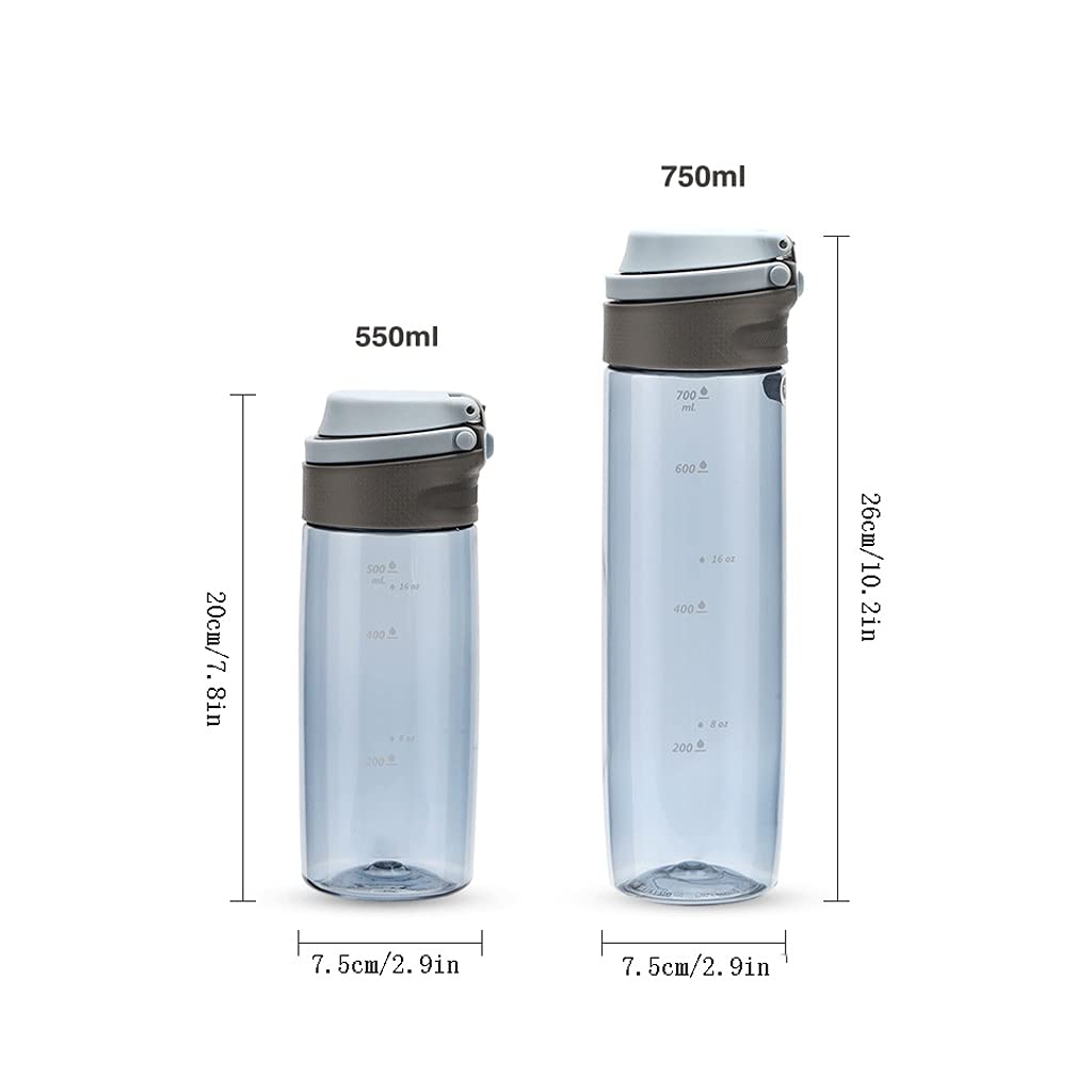 Sportflasche auslaufsicherer Fitness-Trinkwasserflasche mit hoher Kapazität mit Zeitstempel und messendem Skalenweite (Color : Pink, Größe : 550)