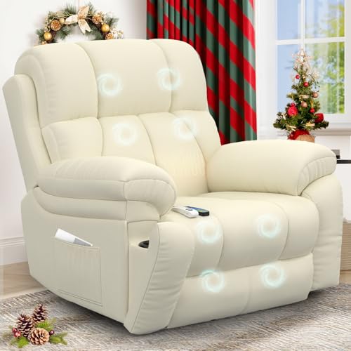 YONISEE Lift Chair Recliners for Elderly Recliner Chair with Massage & Heat Extended Footrest Oversized Recliners Armchair Lounge Sofa with Type C+USB Ports Hidden Drink Holders Dual Side Pockets
