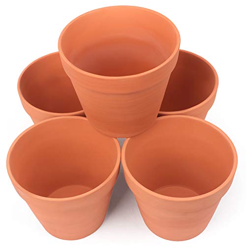 [15 Pack] 5.5" Planter Nursery Pots Clay Pots Terracotta Pot Clay Ceramic Pottery Planter Cactus Pots Succulent Nursery Pots Garden Terra Cotta Flower Pots Round Plant Pot with Drainage Hole (5.5")