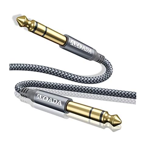 6.35mm Jack to Jack Cable, Nylon Braided TRS Cable, 6.35mm to 6.35mm Instrument Cable Compatible Bass, Amp, Mandolin, Mixing Desks And More (3M) Cover