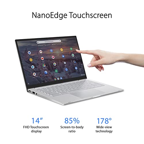 Image of ASUS Chromebook C425 Clamshell Laptop, 14 inch FHD 4-Way NanoEdge Touch Screen, Intel Core m3-8100Y Processor, 4GB RAM, 128GB eMMC Storage, Backlit KB, Silver, Chrome OS, C425TA-AS348FT (Renewed)