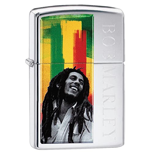 Zippo - Bob Marley - High Polish Chrome - Essence Briquet Coupe-Vent, Rechargeable, dans Une boîte Cadeau de Haute qualité