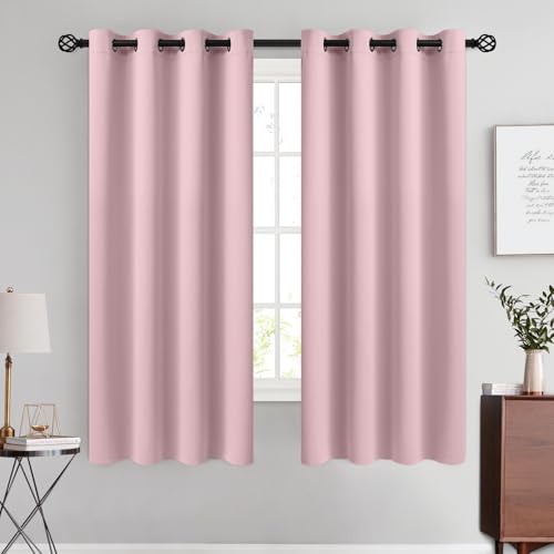 Image of COSVIYA Grommet Room Darkening Pink Curtains 63 inch Length for Bedroom | Light Blocking Insulated Thermal Curtains for Living Room, Blackout Thick Polyester Window Drapes,52x63 inches, 2 Panels