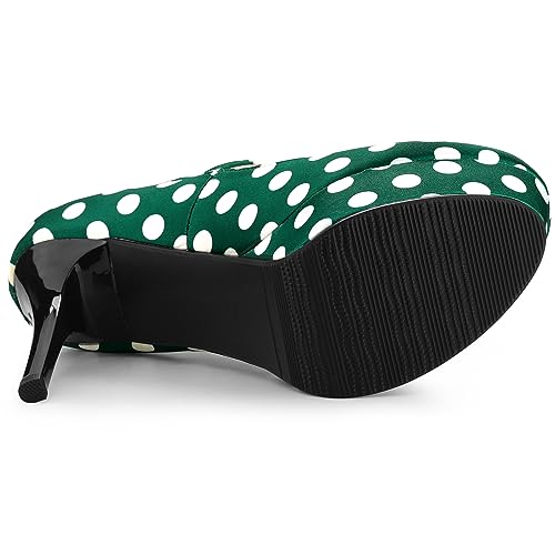 Allegra K Allegra K Women's Platform Mary Jane Polka Dots Stiletto Heel Dark Green Pumps 9 m US