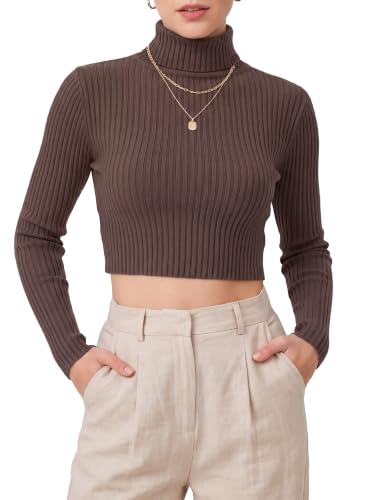 Image of MixMatchy Women's Cropped Ribbed Turtleneck Sweater