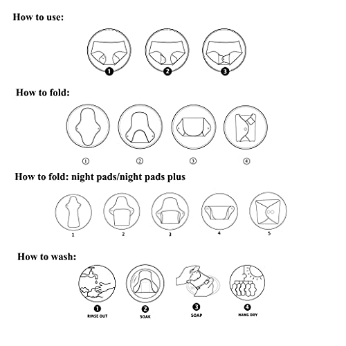 Reusable Period Pads For Teens Cloth Menstrual Pads Starter Kit 5 Pcs Luckypads Organic Cotton Washable Sanitary Pads For Women (Pattern Pink) #TOP4