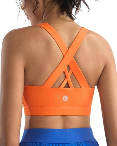 Image of RUNNING GIRL Sports Bras for Women,Padded Strappy Sports Bras Criss-Cross Back Medium Support Sports Bras with Removable Cups