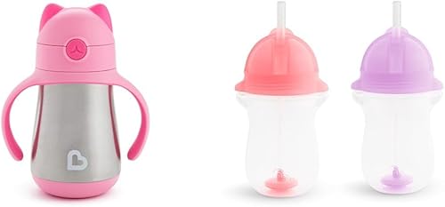 Miniatura 15 de Munchkin Cool Cat - Vaso para beber con popote para niños pequeños, vaso con popote de acero inoxidable, 8 onzas, azul