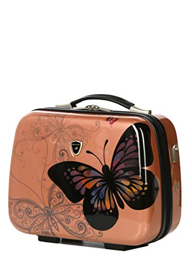 Preisvergleich Produktbild Print Motiv Beautycase Koffer Bowatex Kosmetikkoffer Box Schmetterling Braun 35