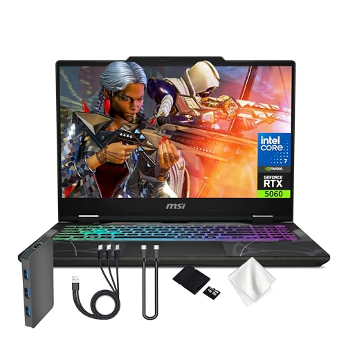 Image of msi Cyborg 15.6 inch Gaming Laptop, NVIDIA GeForce RTX 5060,Intel Core 7 240H, 64GB RAM, 5TB (4TB SSD&1TB Docking Station Set), Backlit Keyboard, HD Webcam, Wi-Fi 6E, Win 11 Pro, Black