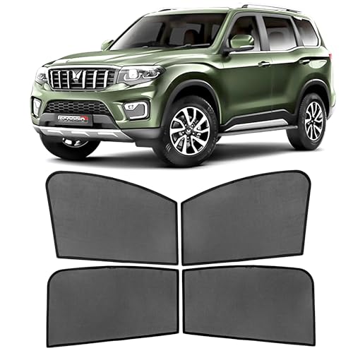 Image of AutoStory Custom Fit Non-Magnetic Cotton Mesh Car Sunshade for Scorpio 2022-2026 | UV & Heat Protection Car Window Curtains | Privacy Car Sun Shade | Breathable Vehicle Specific Side Window Shades