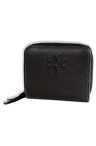 Tory Burch Womens 146463 Pebble Leather Thea Bi-Fold Zip Around Wallet, (Black)