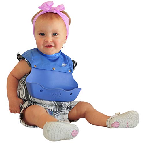 Image of The Little Monkey Company Silicone Bibs for Babies and Toddlers - Wipes Clean in Seconds Waterproof Bib Protects from Every Mess - Made with Premium Materials