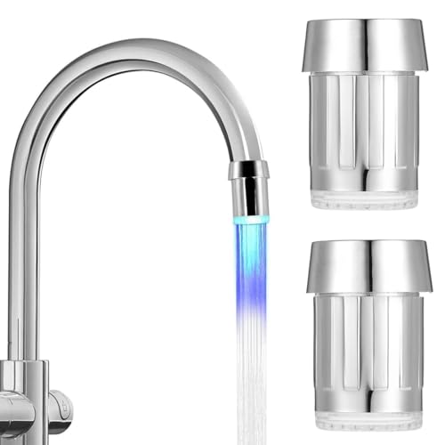 NHQZ 2 Stück LED Wasserhahn,3 Farben Wasserhahn Aufsatz...