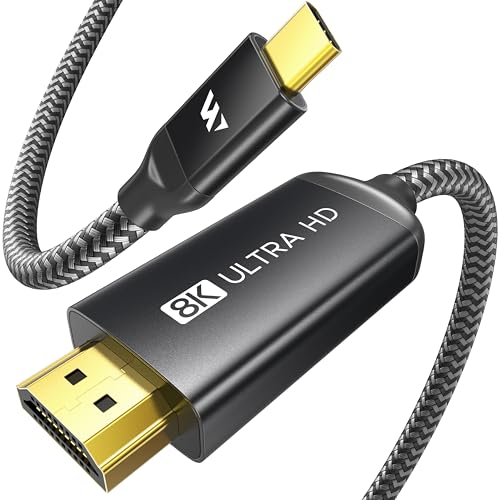 Warrky USB C to HDMI 2.1 Cable 8K@60Hz, 4K@240Hz/120Hz, [Gold-Plated Plug, Aluminum Case] 48Gbps...
