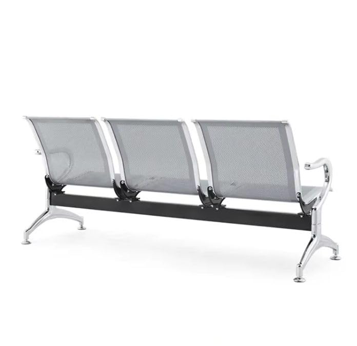 Image of Three Seater Waiting Area Chair, MS Chrome Finish, for Hospital Clinic Reception School University College Garden Public Places Tampels