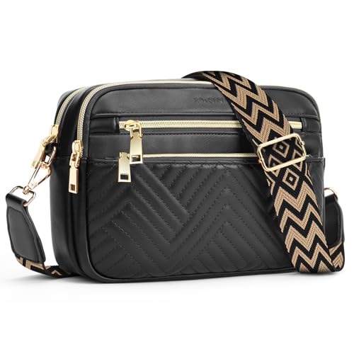 printe Small Crossbody Bags for Women, Vegan Leather Trendy Purses for Women, Travel Handbags with Adjustable Shoulder Strap