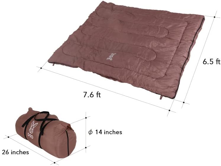 Miniatura 3 de DOD Wagaya Family - Saco de dormir cuádruple ancho para 4 personas para padres y niños, sistema versátil 3 en 1 que se convierte en 2 edredones