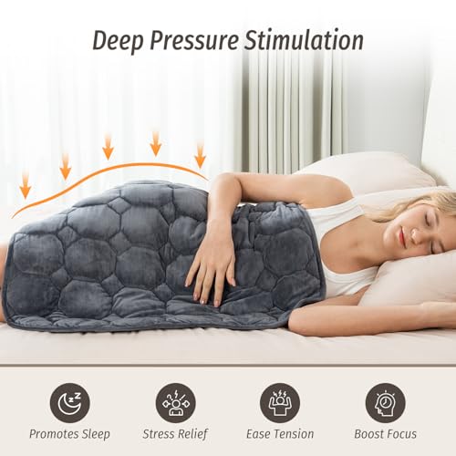 Image of Wemore Weighted Lap Blanket 7lbs for Adults, Small Weighted Blanket for Travel, Calming, Relaxing, Napping and Sleeping, All-Season Weighted Lap Pad, Machine Washable, Dark Grey 24x29 inches