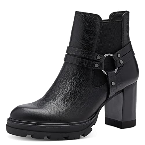Tamaris Damen Boots Mit Blockabsatz – Leder, Gepolstert, Rutschfeste Sohle