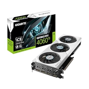 GIGABYTE Placa gráfica GeForce RTX 4060 Ti Eagle OC ICE 8G, 3 ventoinhas WINDFORCE, 8 GB 128 bits GDDR6, placa de vídeo GV-N406TEAGLEOC ICE-8GD