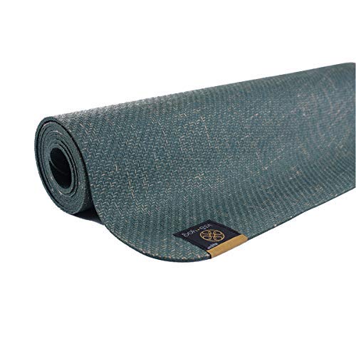 Ida Yog Bhoomi Foliage Jute Eco Yoga Mat Great Grip, Anti-Bacterial, Zero Toxins, Biodegradable and Sustainably Sourced Eco Yoga Mat for Men and Women, 24 inches Width (4 mm, Green)