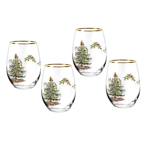 Spodechristmastree19ozstemlesswineglassessetof4vintageinspiredholidaydrinkwarewithcozyseasonalcharmidealformulledwineatfestivegatheringsandholidayentertaining  Urban Country Home Decor Spode christmas tree 19oz stemless wine glasses set of 4 vintage inspired holiday drinkware with cozy seasonal charm ideal for mulled wine at festive gatherings and holiday entertaining  urban country home decor