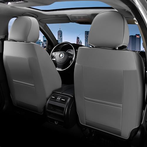 Image of FLORICH Car Seat Covers, Leather Seat Covers, Waterproof Car Seat Protector, Auto Driver Seat Covers Accessories Fit for Most SUV Trucks(Gray&Black, Full Set)