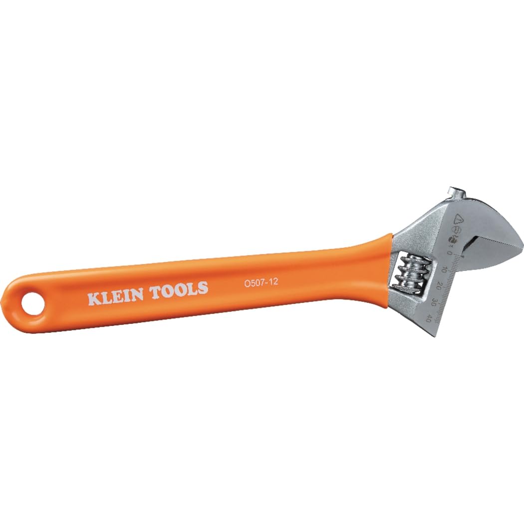 Klein Tools O50712 Verstellbarer Schraubenschlüssel, extra Kapazität, geschmiedeter, wärmebehandelter legierter Stahl, SAE, metrische Skalen, kunststoffgetauchter Griff, 30,5 cm
