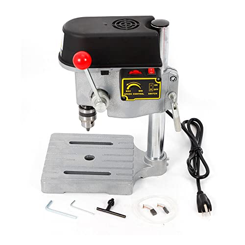 HinLIaDa Mini Table Electric Drill Press, 340W 110V Portable Drill Workbench Drill Bits Power Tools, Light-Duty DIY Craft Drilling Repair Tool Expanding Drilling Machine Pressed-in Chuck 1-10mm