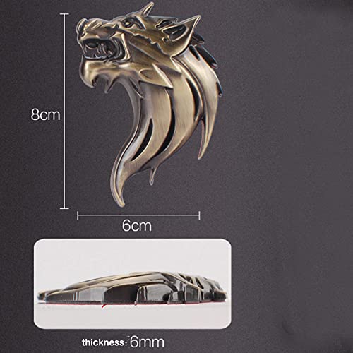 Image of YSY 2Pcs 3D Wolf Shape Logo Animal Car Emblem Motorcycle Sticker Truck Label Emblem Car Badge Styling Decoration Car Accessories(A) (3D Wolf, Bronze)