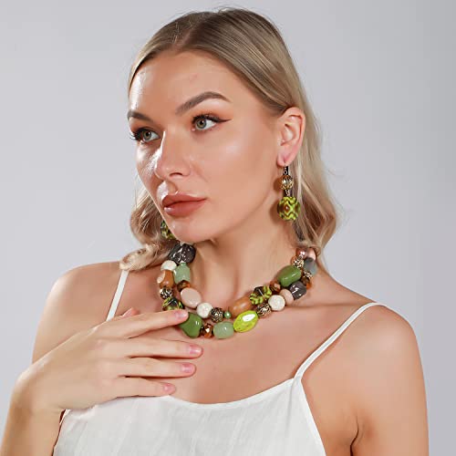 Bocar Chunky Necklaces for Women Trendy, 2 Layer Statement Necklace Fashion Collar Necklace, Handmade Costume Jewelry Women Gifts2