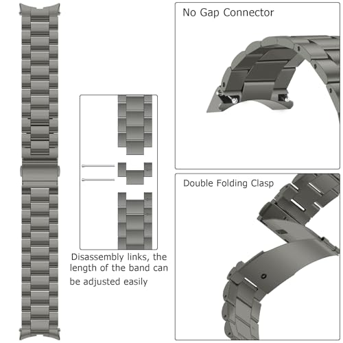 Image of Anlinser No Gap Bands Compatible with Samsung Galaxy Watch Ultra 7 /6 /5 /4 /FE Band 44mm 40mm /Watch 6 Classic Band 47mm 43mm /Watch 5 Pro 45mm /Watch 4 Classic, 20mm 22mm Metal Strap for Women Men