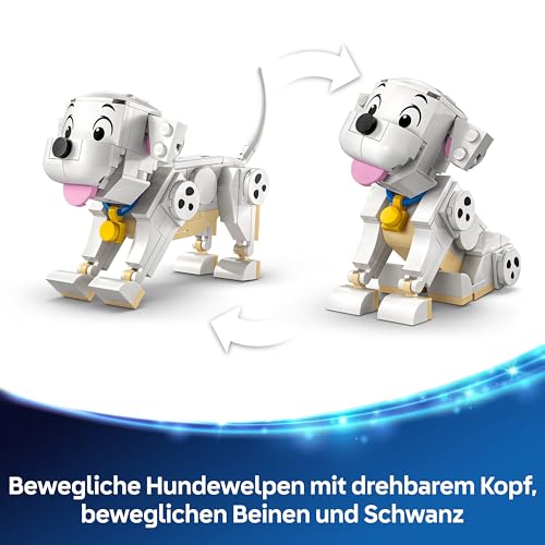 LEGO ǀ Disney Lucky & Penny 101 Dalmatiner - Welpen Spielset – Tierfiguren zum Spielen mit beweglichen Köpfen, Beinen & Schwänzen – Knochen & Fernseher – Geschenk für Mädchen ab 6 Jahren – 43271