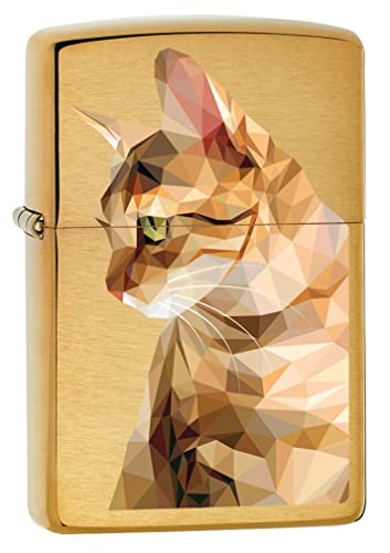 Encendedor Zippo diseño gatos geométricos latón cepillado miniatura 1