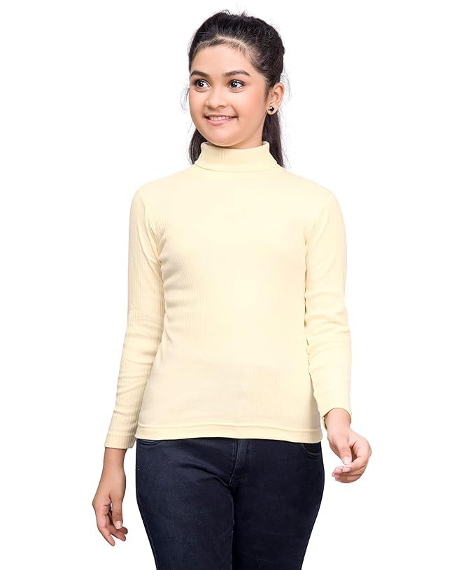 Kids Turtle Neck 95% Cotton 5% Elastane Slim fit T-Shirt for Boys & Girls |Soft Cotton, Winter Warm Long Sleeve Tee|High Neck Full Sleeve T-Shirt-image-47