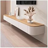 Wandmontage-Medienkonsole, sich hin- und herbewegende TV-Regale, TV-Ständer für Wohnzimmer, Schlafzimmer, Unterhaltungszentrum-TV-Konsole mit Aufbewahrungsschränken und Klapptüren(Natural,160cm)