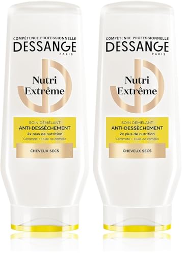 DESSANGE - Après-Shampoing Anti-Dessèchement Nutri-Extrême - Formule Enrichie En Céramide & Huile De Camélia - Soin Démêlant - Nourrit, Protège & Adoucit - Cheveux Secs - 225ml (Lot de 2)