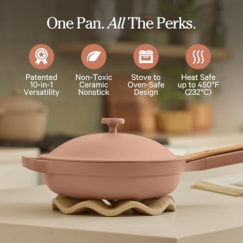 Image of Our Place Always Pan 2.0 | 10.5 inch Ceramic Pan with Modular Lid, Steamer Basket & Spatula | Patented 10-in-1 Nonstick, Non-Toxic Cookware Made Without PFAS | Induction & Oven-Safe up to 450F | Spice